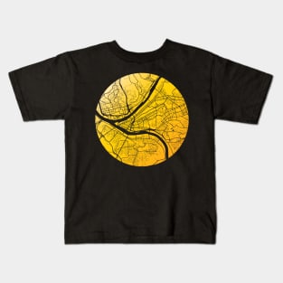 Pittsburgh Map Black and Yellow Kids T-Shirt